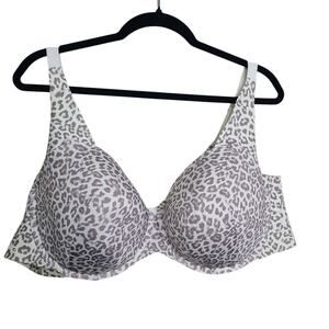 Cacique Lane Bryant 48D Leopard Print Underwire Bra Lightly Lined Balconette